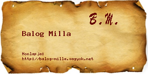 Balog Milla névjegykártya